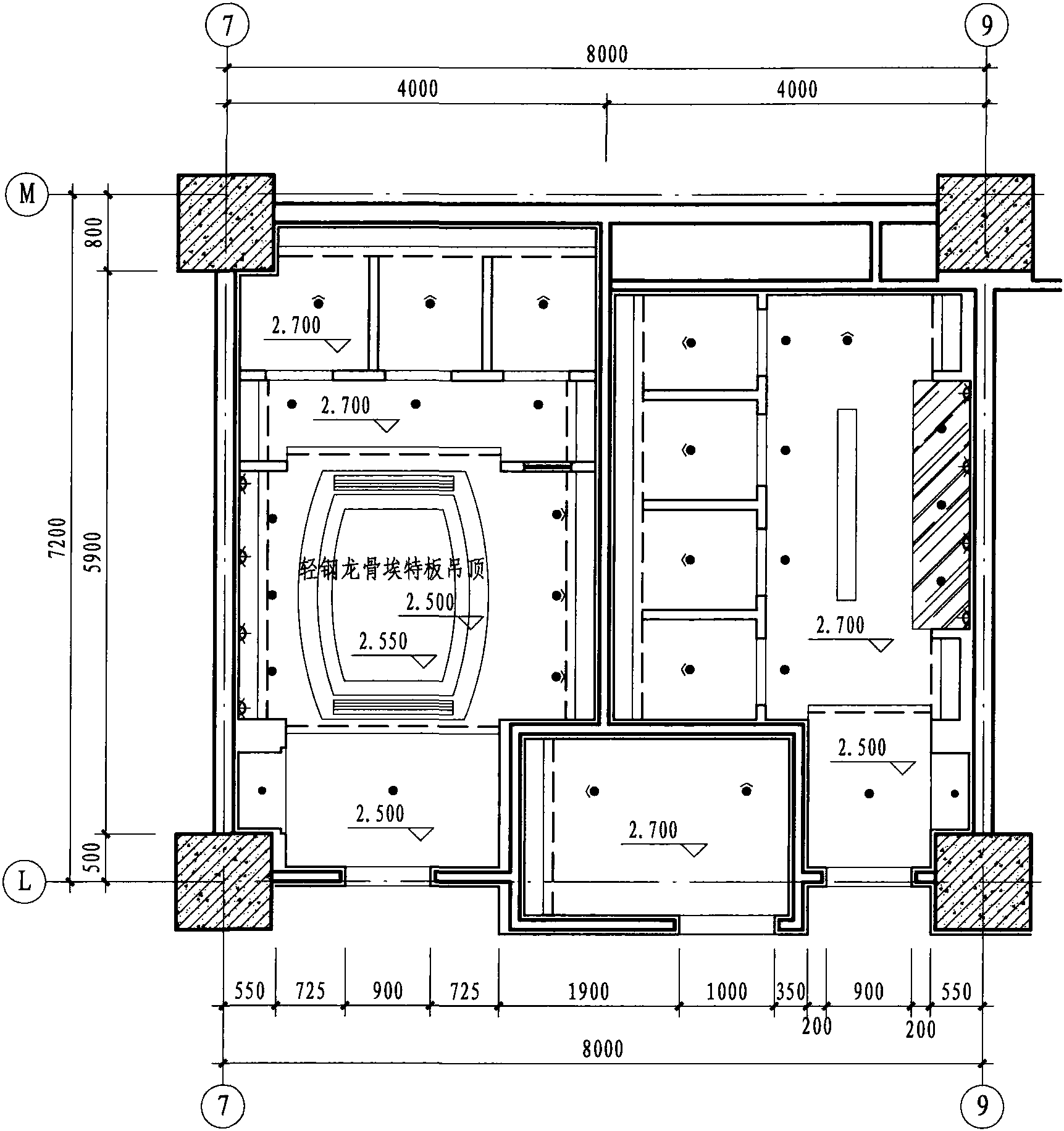 一層公共衛(wèi)生間天花布置圖 1:75